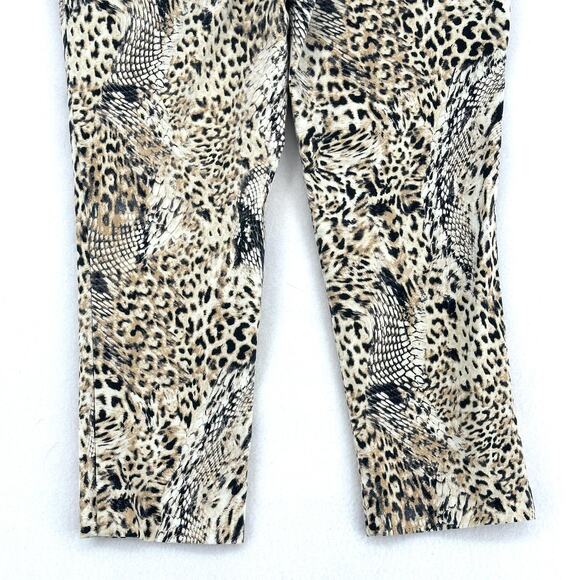Chico's Pants Women Size 8 Multicolor Slim Fit Stretch Leopard Print 60 Rayon - Picture 9 of 14